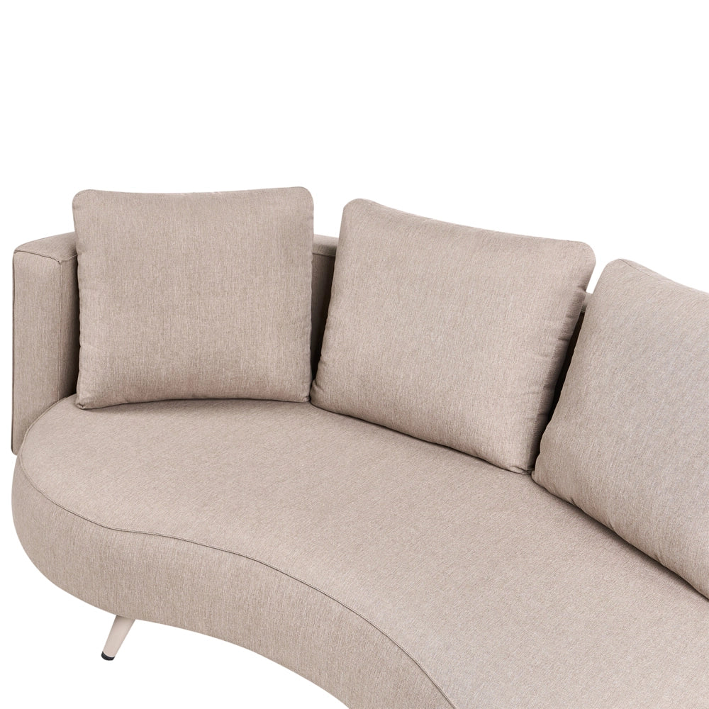 Set divani da giardino a 6 posti Divani con cuscini e tavolino Rivestimento in olefina Alluminio Idrorepellente Resistente ai raggi UV A forma di rene Beige