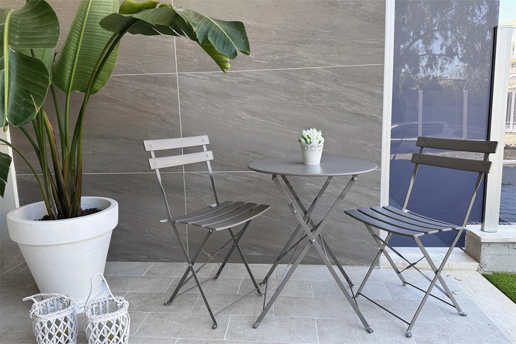 Set tavolo e sedie da giardino pieghevoli tortora – Positano TRSP03PO