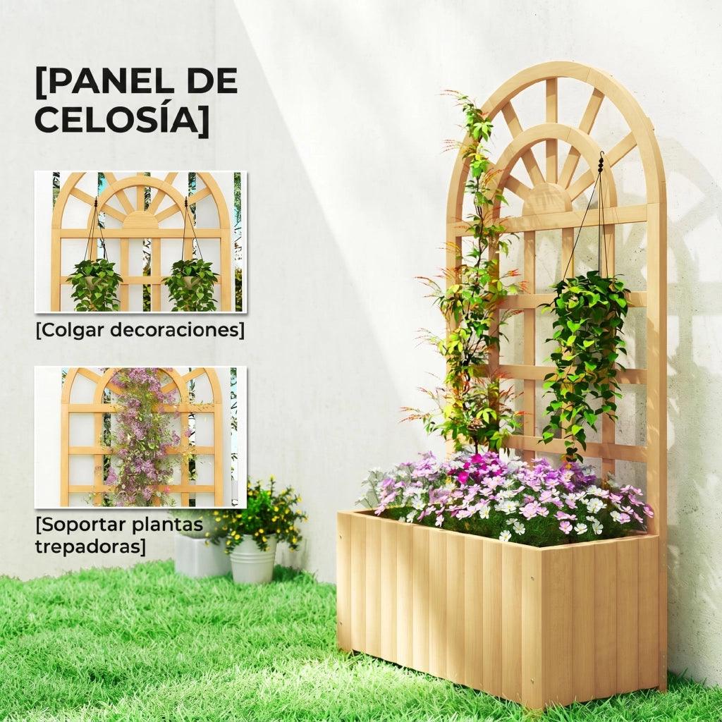 Vaso per Piante con Griglia in Legno 60x30x120 cm ¨C zephmum ¨C Naturale