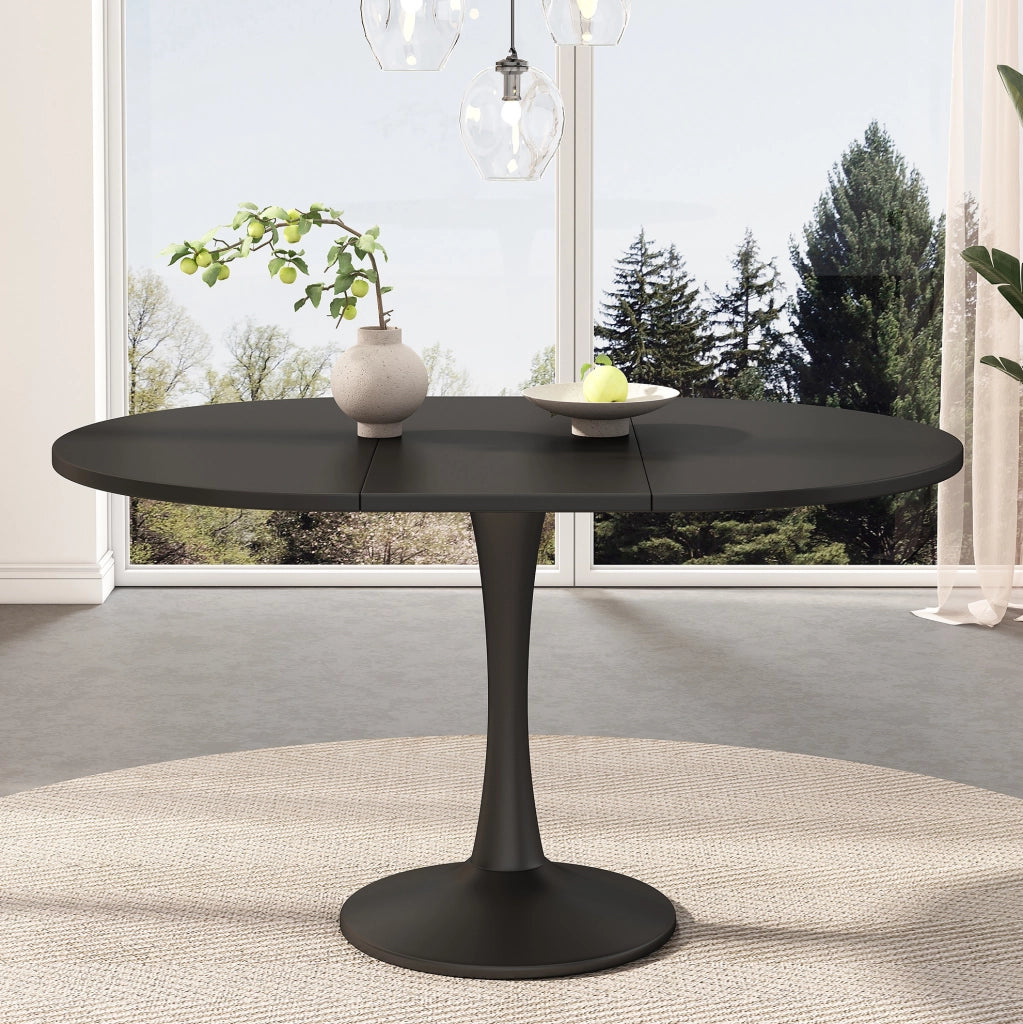 Tavolo da pranzo ovale allungabile ULEVR 140x100x75 cm in MDF e ferro, nero