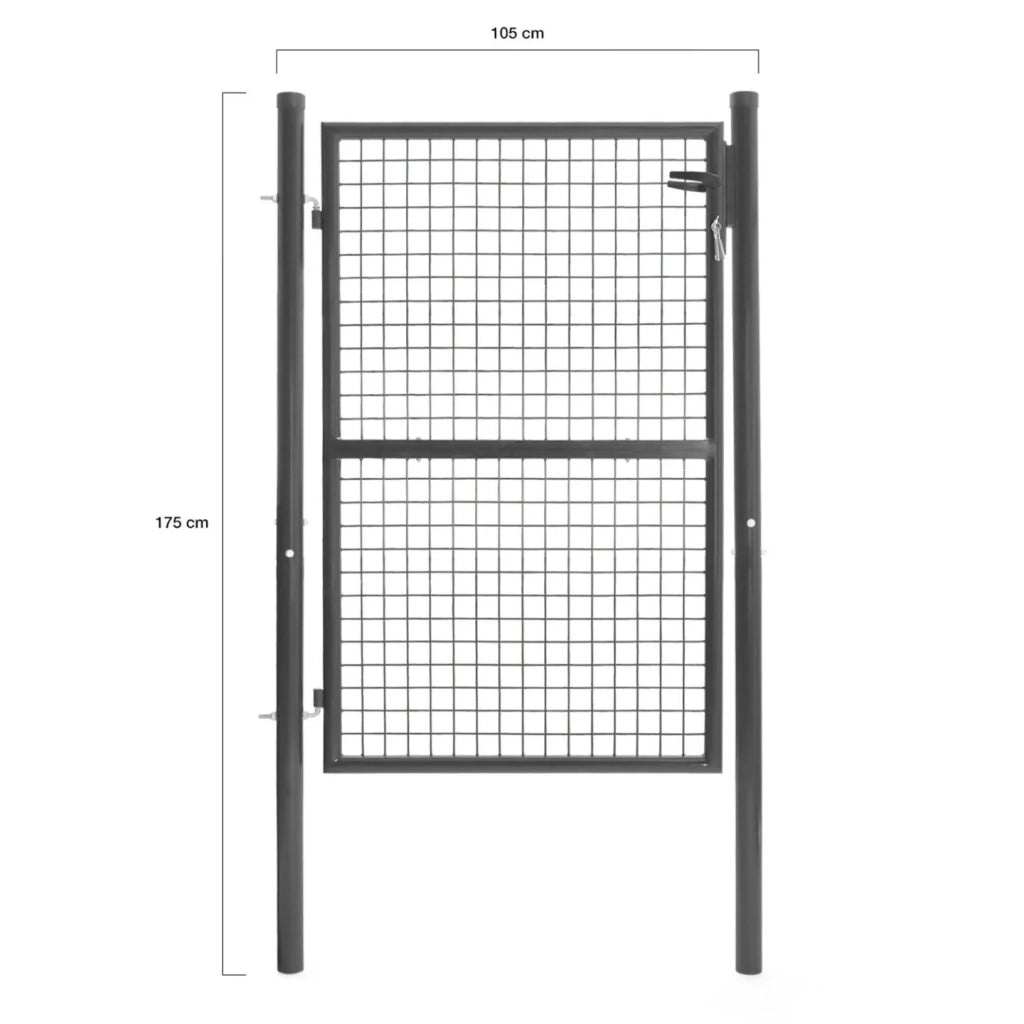 IDMarket - Cancelletto da giardino 105 x 125 cm in acciaio grigio antracite con serratura e maniglia