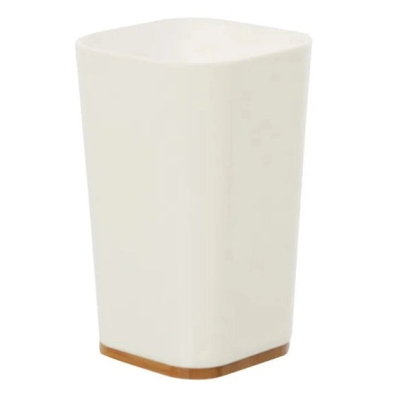 PORTASPAZZOLINI BAMBOO IN PLASTICA BIANCA