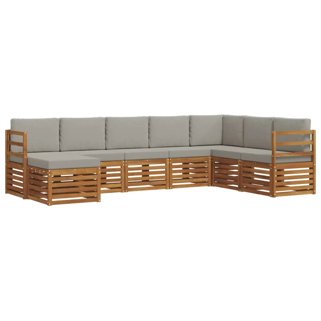 Set di divani da esterno 8 pcs Grigio Naturale e Chiaro