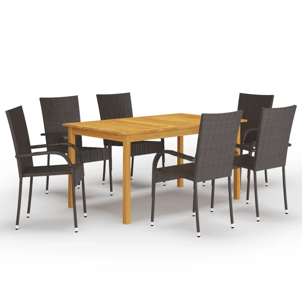 Set Mobili da Pranzo per Giardino 7 pz Marrone cod mxl 51811