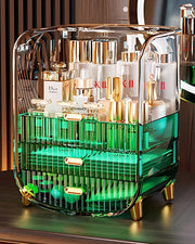 Display per il Trucco con Cassetti - Grande Capacità Organizzatore per Cura della Pelle, Matite per Labbra, Pennelli e Gioielli - Stoffa Impermeabile Acqua Impermeabile - Verde