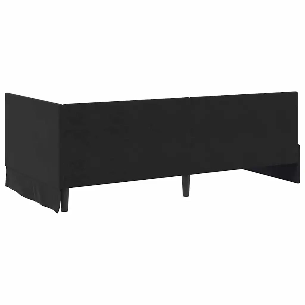 Cornice del letto ad angolo Nero 90 cm x 200 cm Velluto