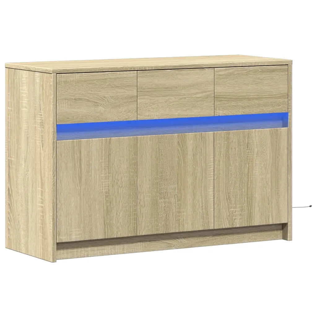 Mobile Porta TV con LED Rovere Sonoma 91x34x61 cm in Truciolato 852182