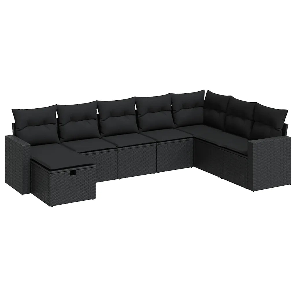 vidaXL Set Divani da Giardino con Cuscini 8 pz Nero in Polyrattan