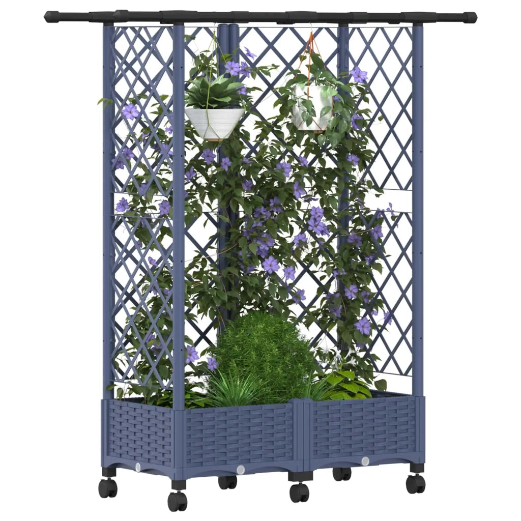 Letto Rialzato con Griglia e Tetto Grigio 124 x 40 x 127 cm PP 3423035