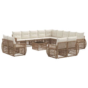 Set Divano da Giardino 14 pcs Beige e Bianco Crema polyrattan