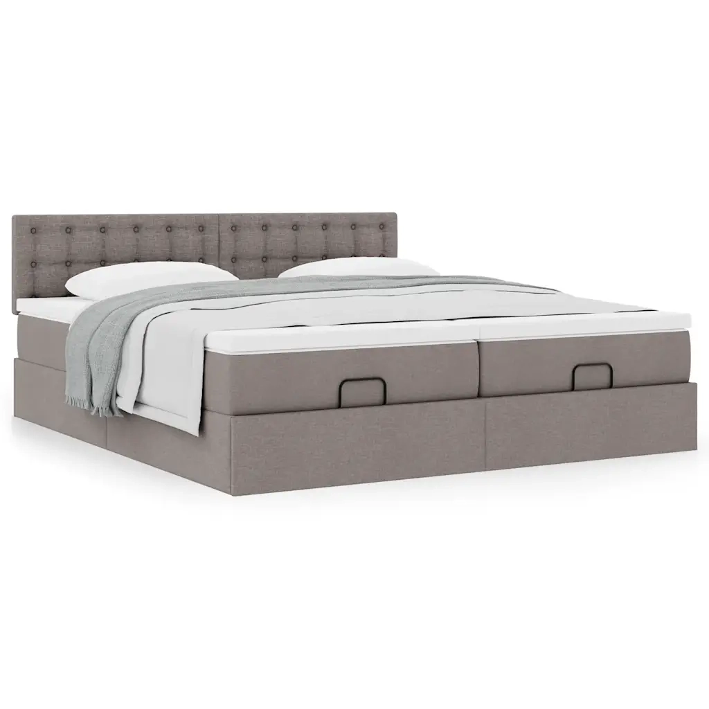 Struttura Letto Pouf con Materassi Tortora 160x200cm in Tessuto 3312033