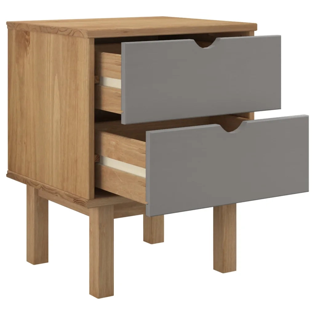 Comodino OTTA Marrone e Grigio 45x39x57 cm in Legno di Pino 348577