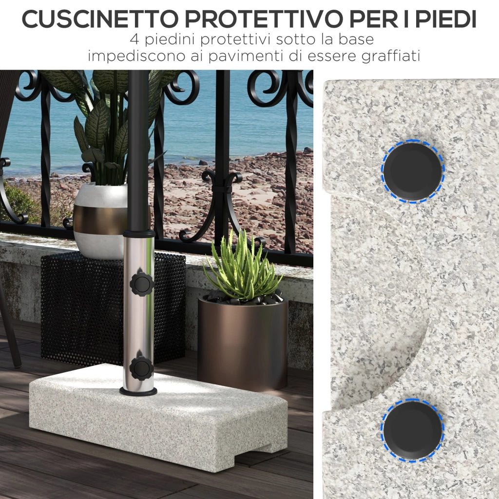 Base per Ombrellone da Giardino ¨C zephmum ¨C Grigio, Granito e Acciaio Inox, 45x22.5x40 cm