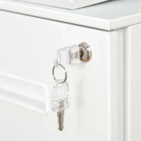 Cassettiera Ufficio con Ruote, Schedario Portadocumenti a 2 Cassetti con Serratura e 2 Chiavi in Acciaio, 39x48x67cm, Bianco