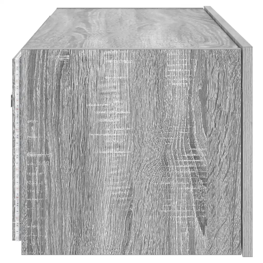 Mobile TV a Parete con Luci LED Grigio Sonoma 80x35x31 cm