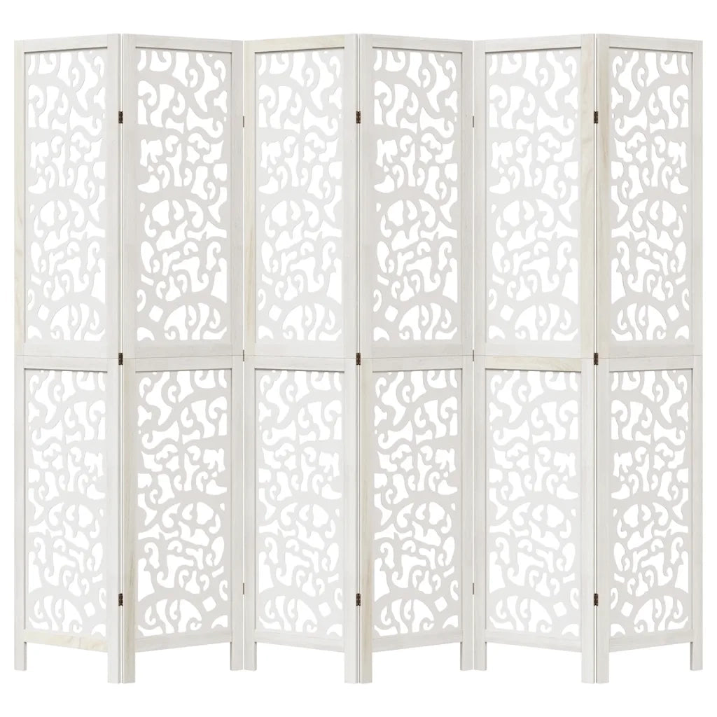 Divisorio Ambienti 6Pannelli Bianco Legno Massello di Paulownia