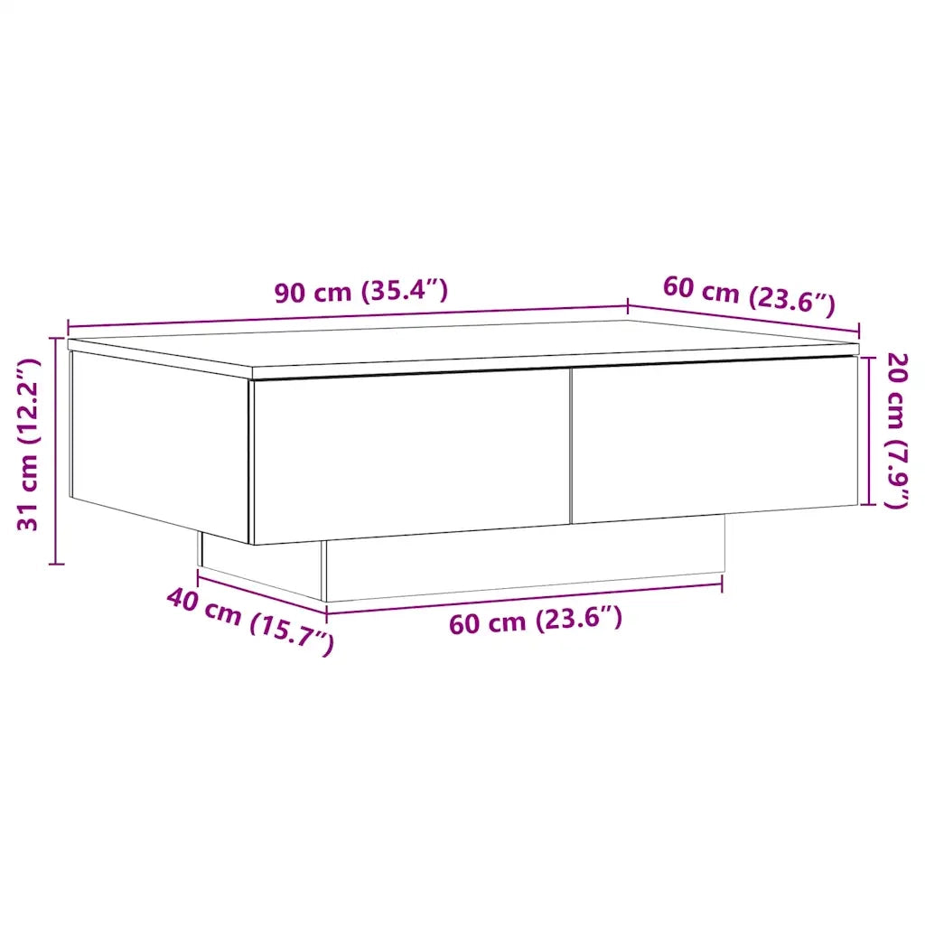 vidaXL Tavolino da Salotto Rovere Artigianale 90x60x31 cm Truciolato