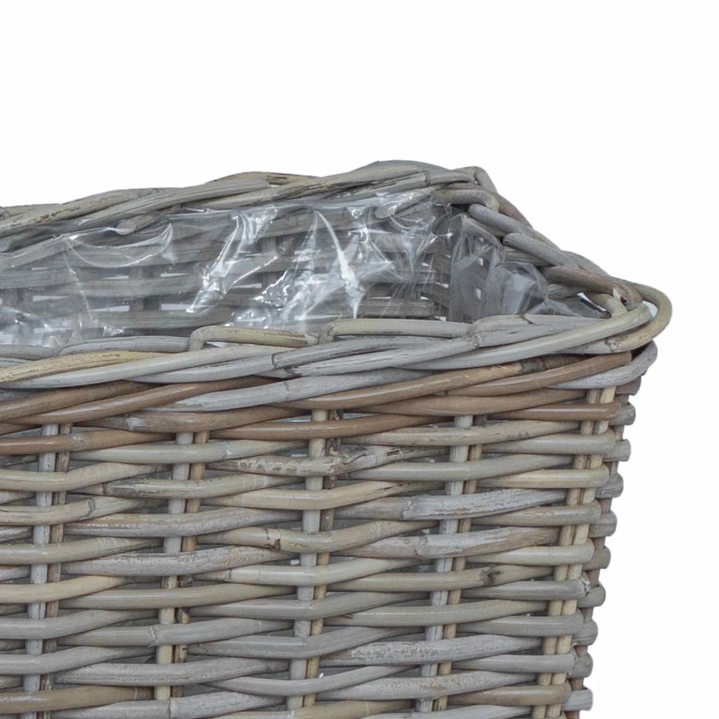 Cestino da Vaso con archiviazione 3 pcs Grigio Rattan Kubu