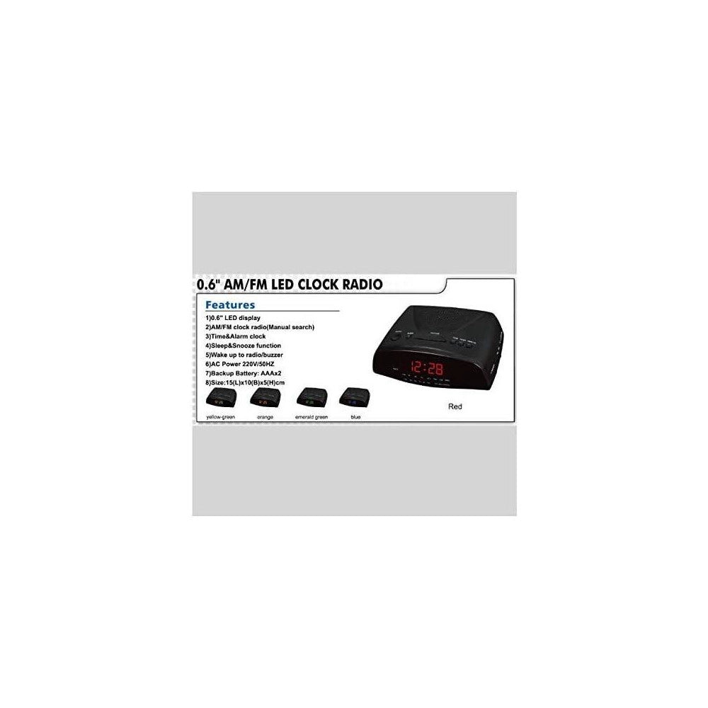 Trade Shop - Radiosveglia Digitale Radio Sveglia Cr-9905 Radio Pll Fm Con Display A Led Rossi -