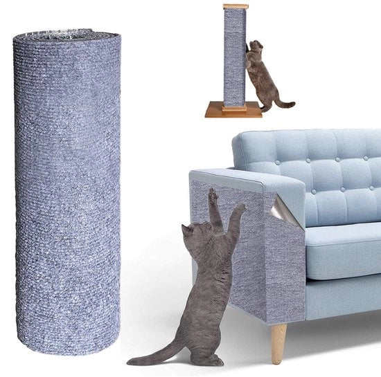 Matto di gatto autoadesivo 200cm x 40cm per parete, Matto di gatto autoadesivo per protezione di divani (grigio chiaro)
