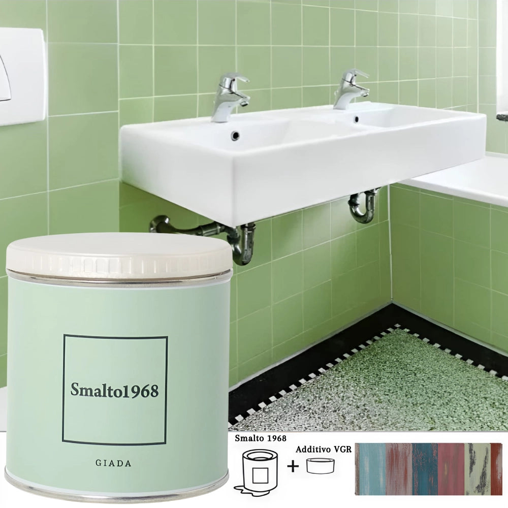 Smalto1968 base acqua vgr piastrelle ceramiche supporti difficili l 0.5 *** colore- giada, confezione 1