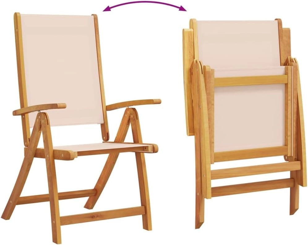 Set da pranzo da giardino 5 pezzi in legno massello di acacia e textilene, set tavolo e sedie da giardino, tavolo terrazza esterna e sedie, set terrazza, mobili da giardino esterno - 3279280