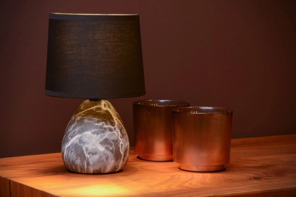 Lampada da tavolo Lucide Marmo nera ceramica E14 40W