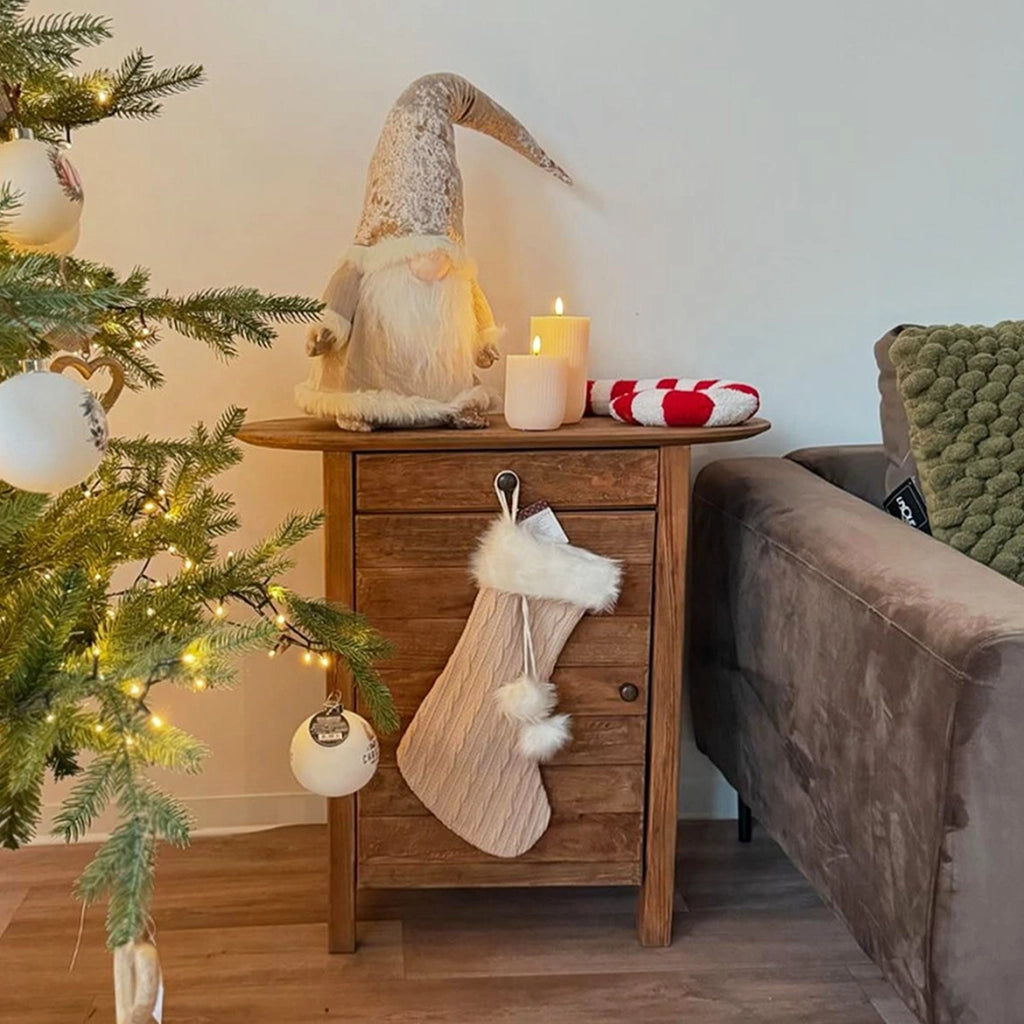 Comodino con cassettto e un anta in Pino riciclato cm 75x35x76 - PINE