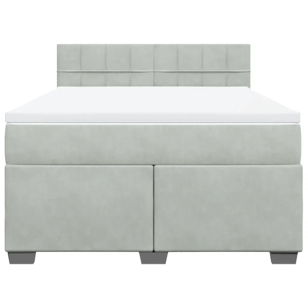 Giroletto a Molle con Materasso Grigio Chiaro 160x200cm Velluto 3286354