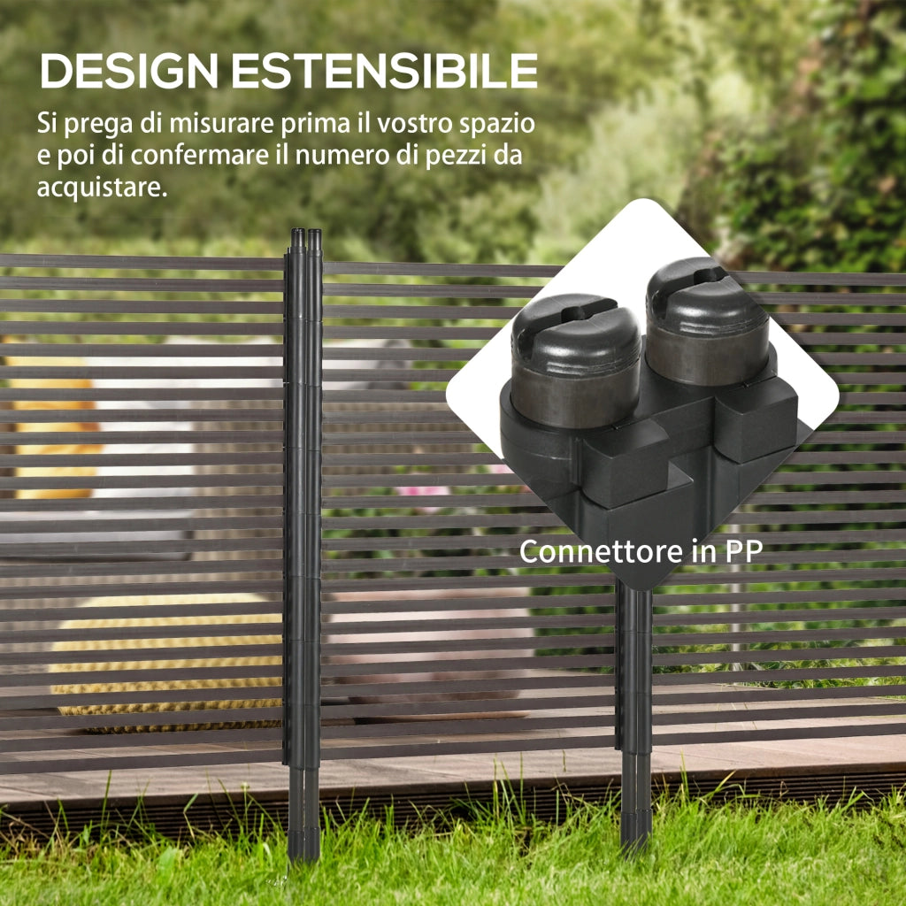 Recinzione Divisorio da Giardino Modulabile Autoportante in Acciaio. 93x22x150 cm. Marrone