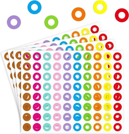 Gatverstilteknische Ringhe - 800 Unità - Ringhe di Rafforzamento in 8 Colori - Contenuto HTML .