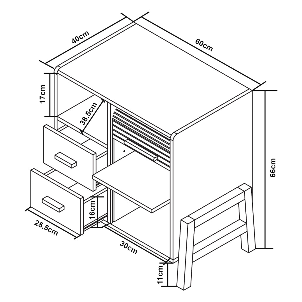 Cassettiera Kvaefjord con Anta a Serrandina e Scomparto Aperto - Bianco/Grigio [en.casa]