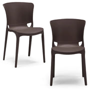 Set 2 sedie in polipropilene JUMBO, 100% MADE IN ITALY, impilabile, resistente ai raggi UV, design moderno, ideale per sala da pranzo, cucina, sala d’attesa, bar, ristoranti o giardino, colore Marrone