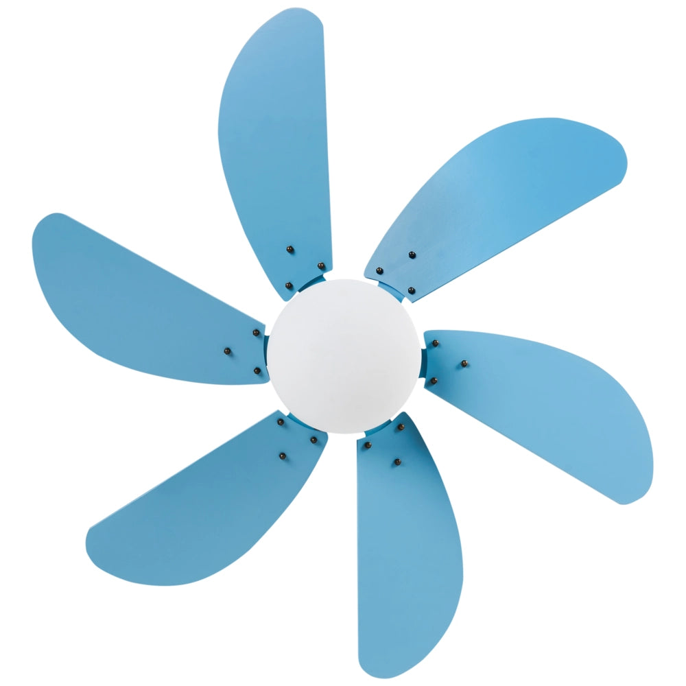 Ventilatore da soffitto con luce Ventilatore azzurro in materiale sintetico e compensato Telecomando Soggiorno moderno scandinavo
