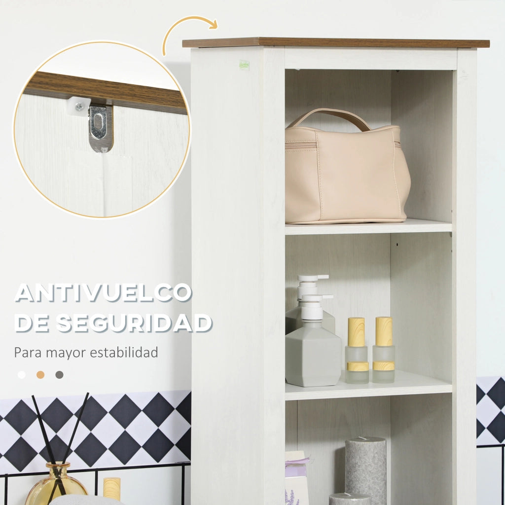 Colonna bagno con 3 compartimenti mobile alto bianco ante e ripiani regolabili 39,5x30x160 cm ¨C Xylo