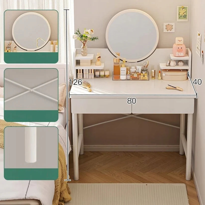 Tavolo da Trucco Bianco 80x40x125,5 cm Moderno e Salvaspazio