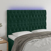 Testiera a LED Verde Scuro 160x7x118/128cm in Velluto