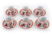 Set da Caffè 6 Tazzine e 6 Piattini di Natale in Ceramica