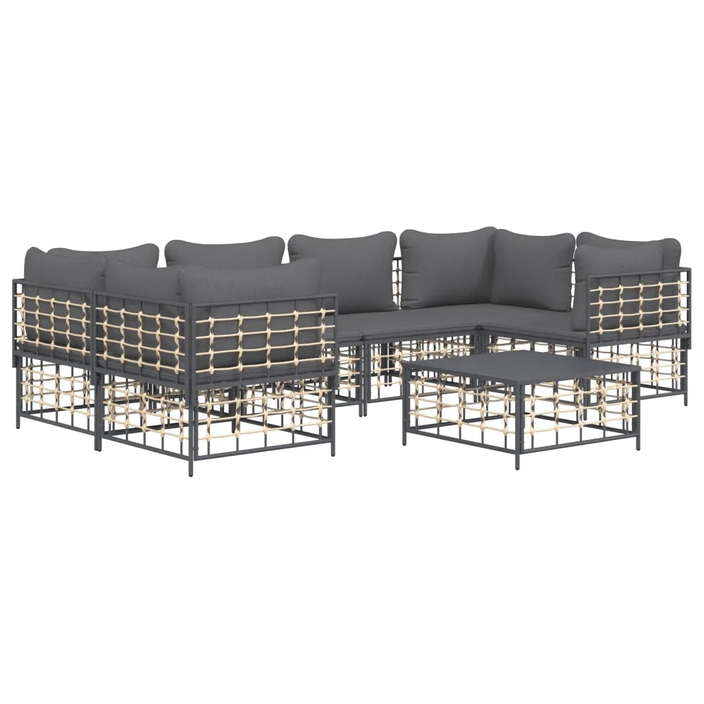 Set Divani da Giardino 7 pz con Cuscini Antracite in Polyrattancod mxl 76574