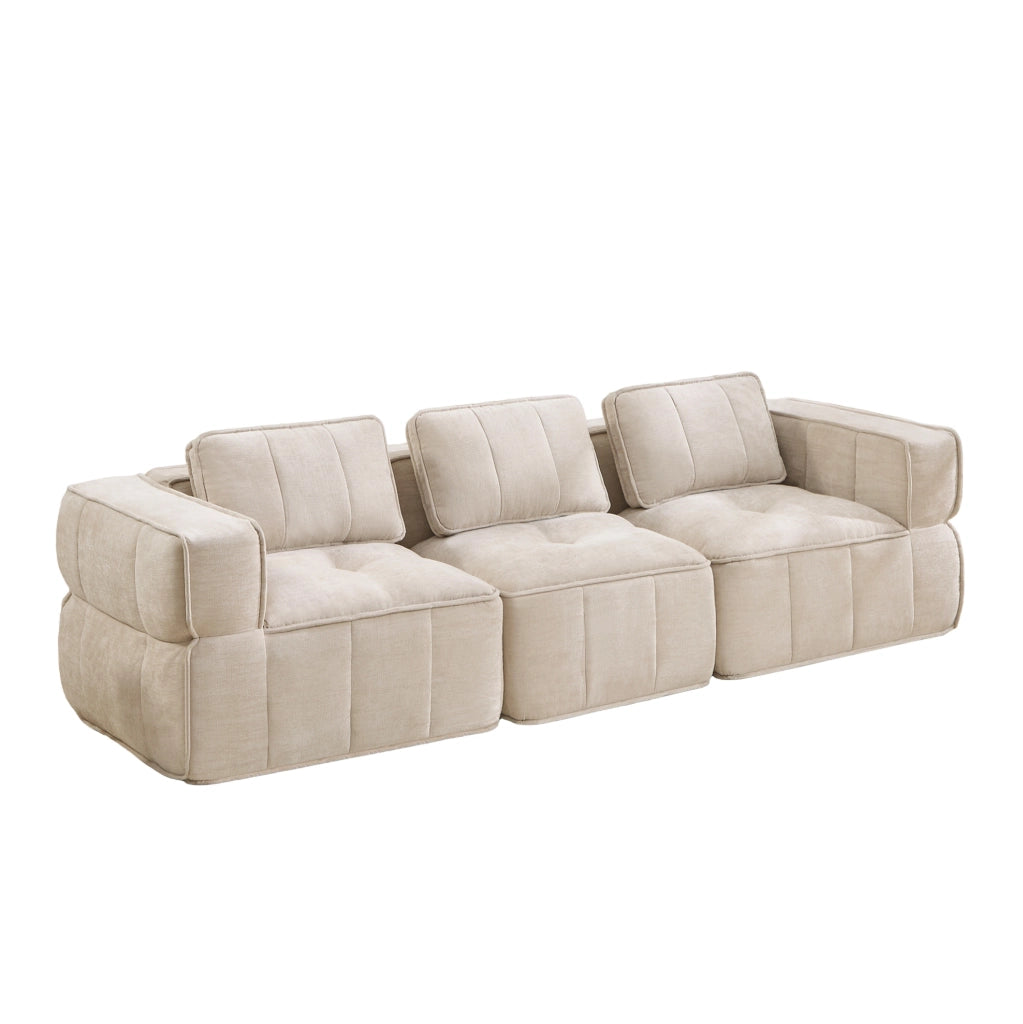 Divano modulare 3 posti 271x93x67 cm in poliestere beige
