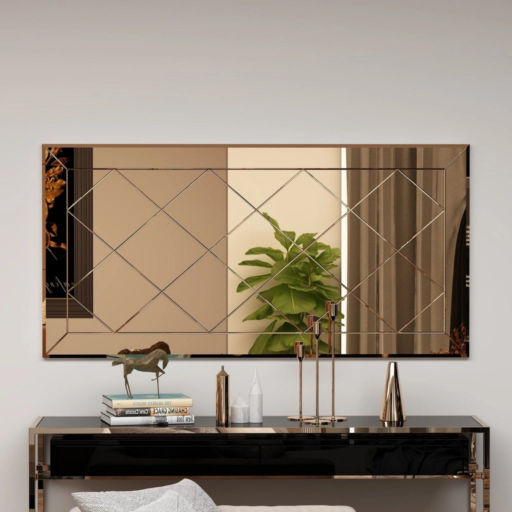 Sormano, Specchio Dettagli Geometrici, 60x120h cm Marrone Bronzo