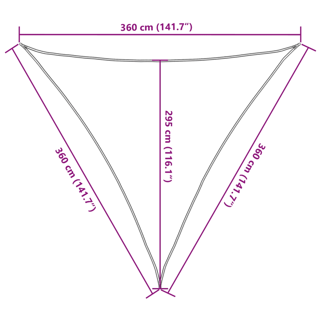 Parasole a Vela HDPE Triangolare 3,6x3,6x3,6 m Crema 42290