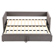 Letto estraibile matrimoniale 90×200 cm e 180×200 cm con rete e testiera imbottita; senza materasso; grigio