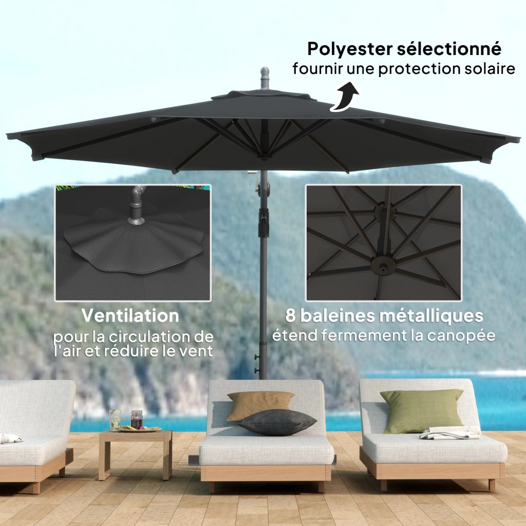 Ombrellone da giardino pieghevole ottagonale ¨C zephmum ¨C diametro 3 m nero