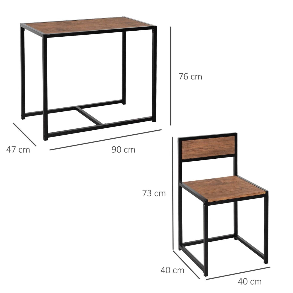 Set tavolo da pranzo con 2 sedie in MDF e acciaio