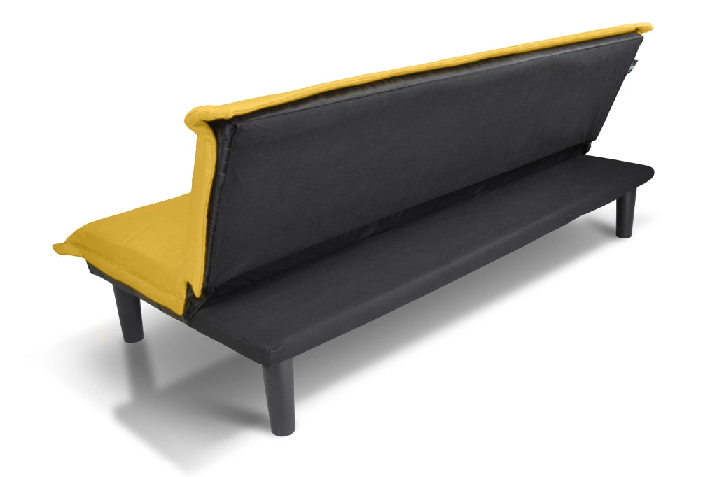 Divano letto clic clac, divanetto Russell in tessuto vellutato giallo DL-RU16FB