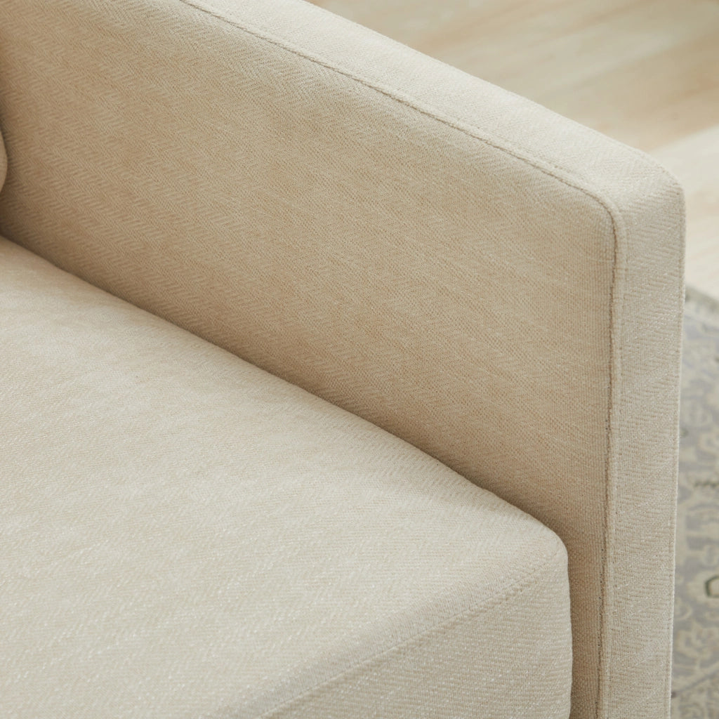Poltrona Girevole con Braccioli ¨C MINIMAL ¨C Beige, Tessuto Imbottito, 360¡ã