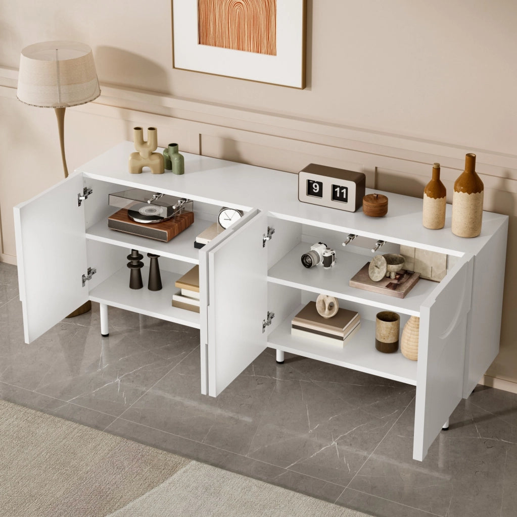 Credenza geometrica bianca 160 cm in MDF e truciolare