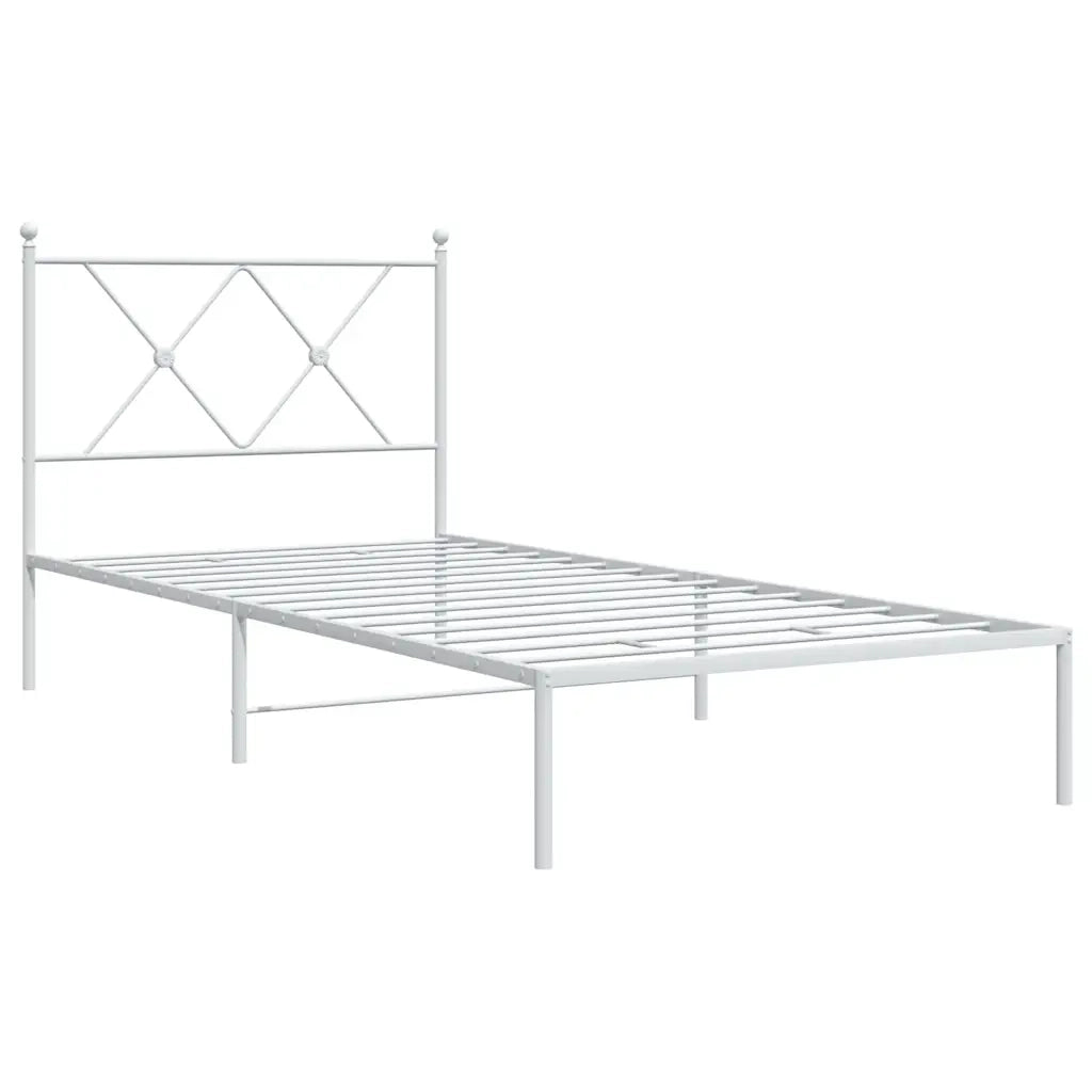 Giroletto con Testiera-Struttura Letto con testiera Metallo Bianco 90x190 cm 335915
