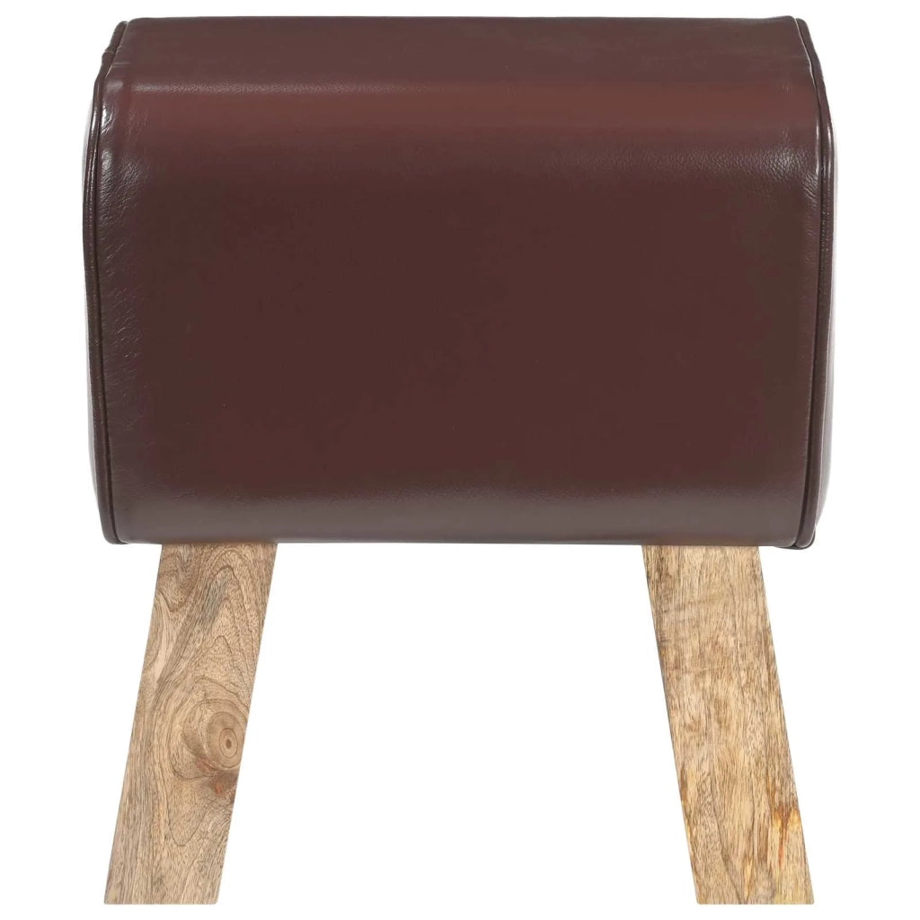 panchina 40 x 30 x 45 cm Pelle Vera Marrone Scuro 42042098